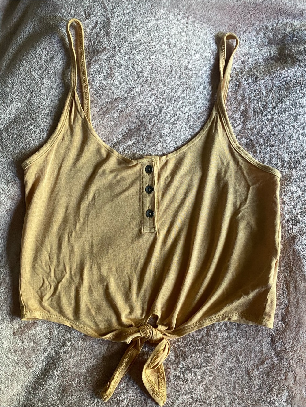 American Eagle Mustard Tie-Front Tank Top